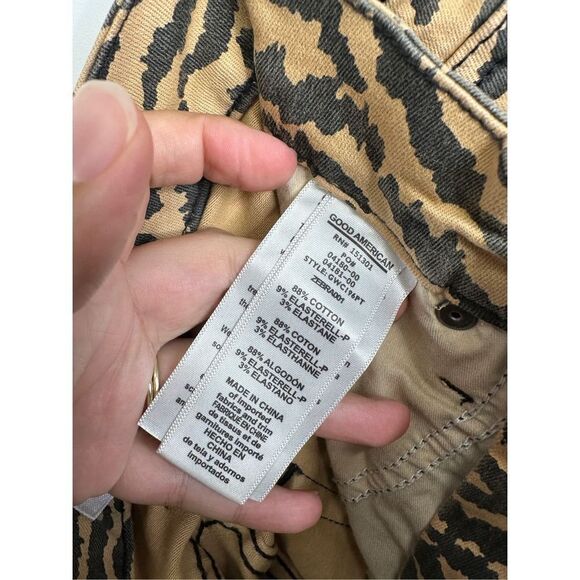 Good American High Waist Crop Jeans Tan Brown‎ Zebra Size 27 NWT - Picture 7 of 8